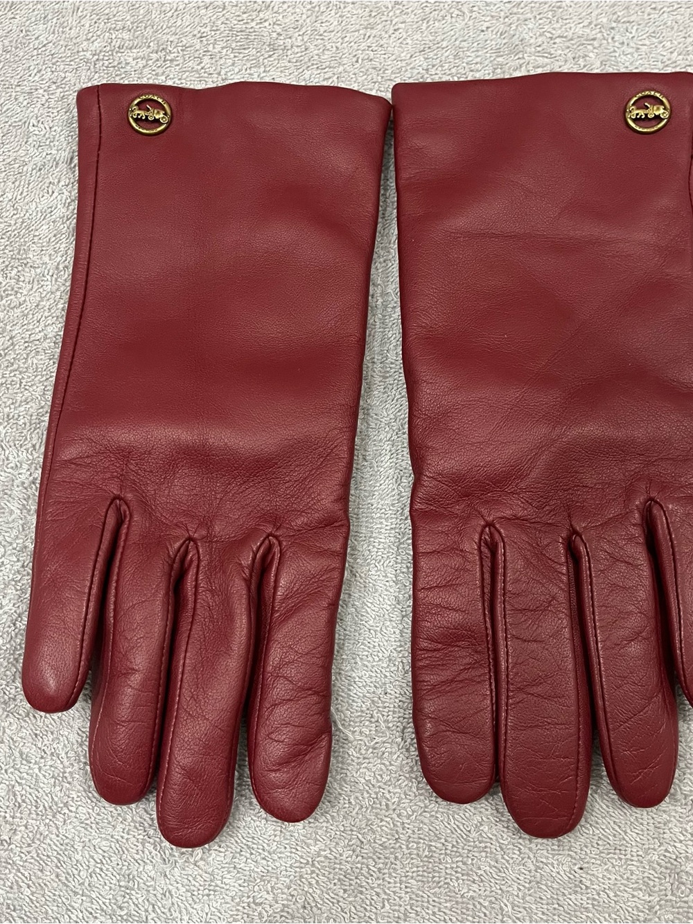 COACH RED Sheep LEATHER Wool LINED DRIVING GLOVES Butter Soft WOMEN'S SIZE 8